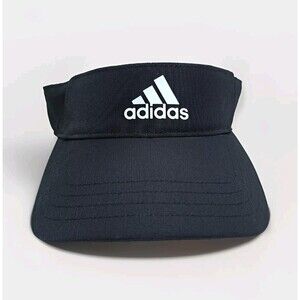 Adidas AeroReady Adjustable Black White Visor Sun Cap Hat